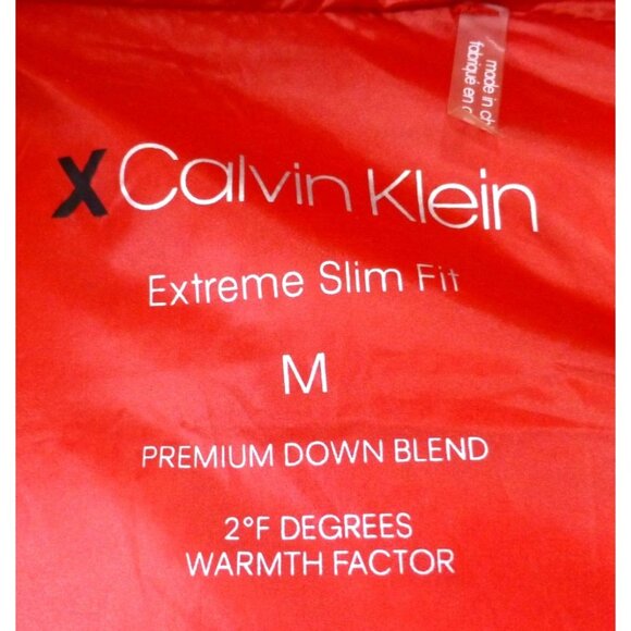 Calvin Klein Red Puffer Jacket Extreme Slim Fit Med Hood, Full Zip - Picture 3 of 16